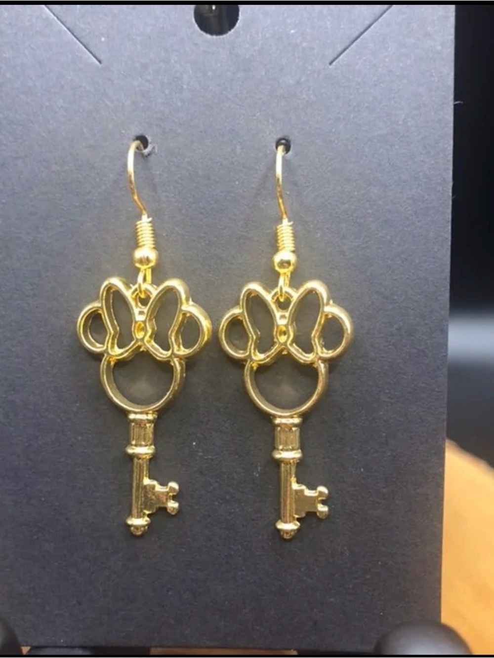 Gold Key Minnie Mouse Earrings